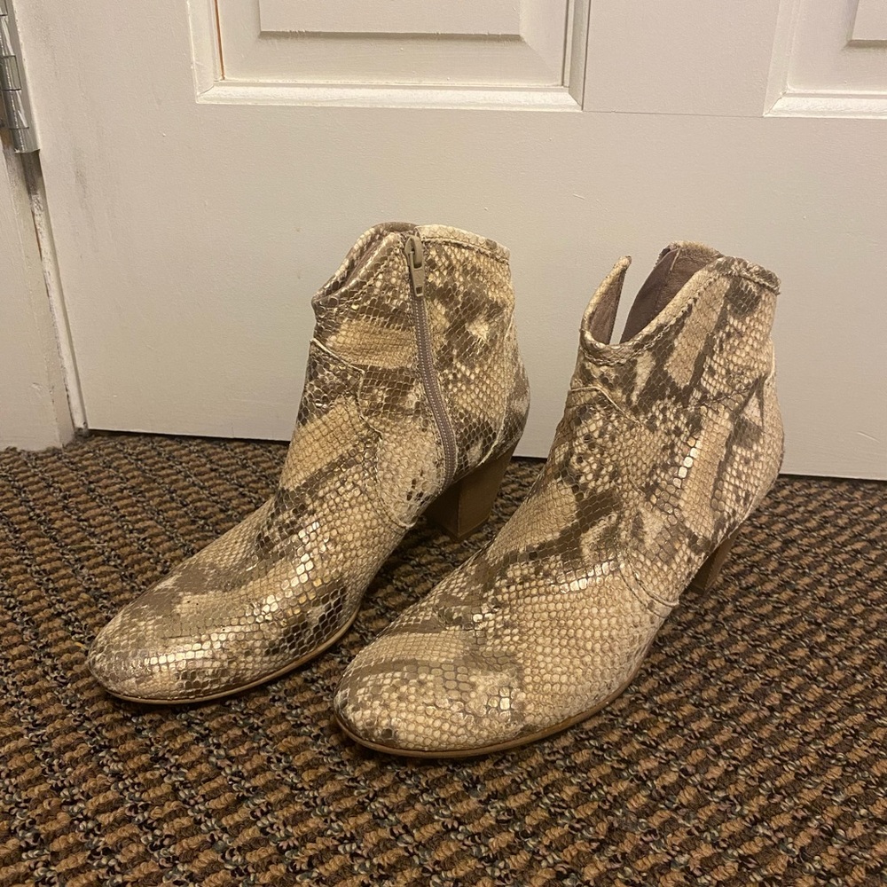 Lamica Italian Python-Embossed Gold Ankle Boots